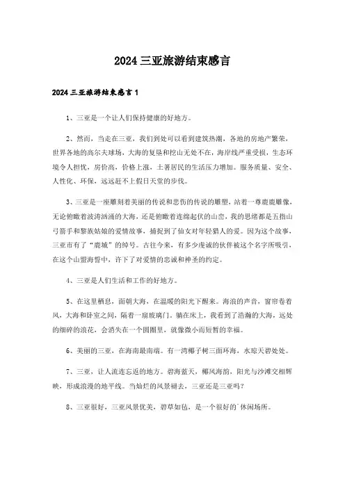 2024三亚旅游结束感言