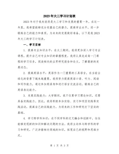2023年大三学习计划表