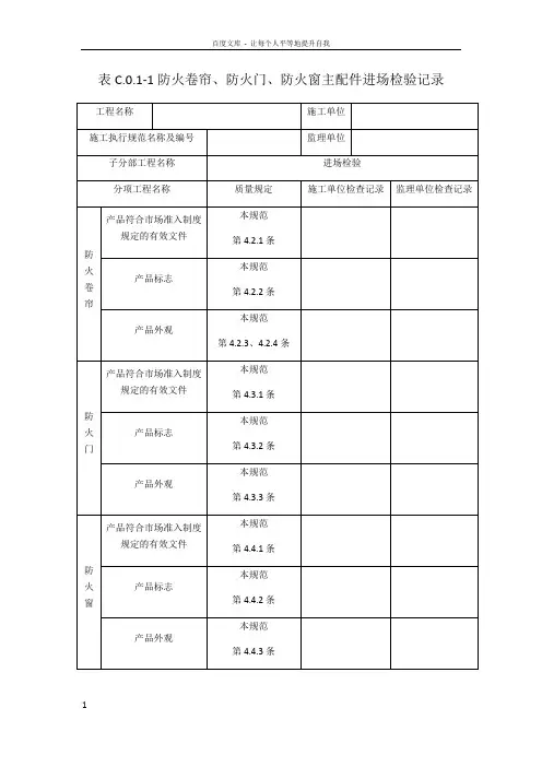 防火门验收记录表