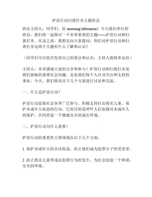 护苗行动扫黄打非主题班会
