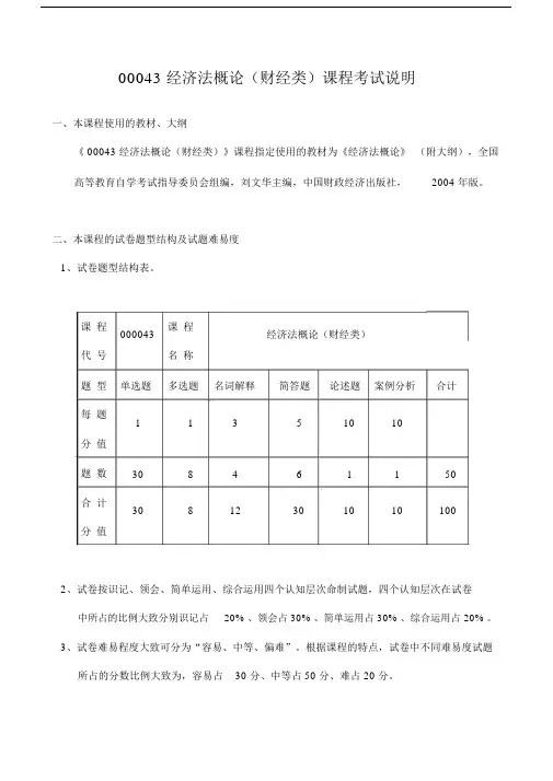 00043经济法概论课程考试说明(定稿).docx