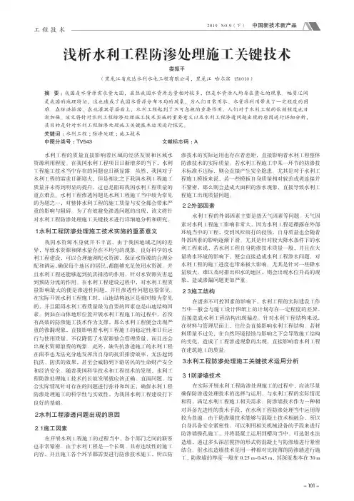 浅析水利工程防渗处理施工关键技术