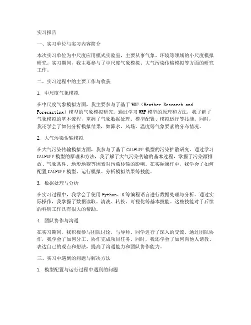 中尺度应用模式实习报告