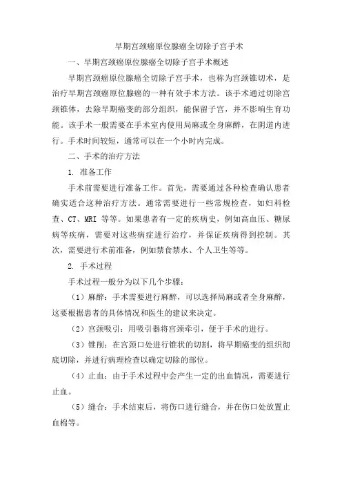 早期宫颈癌原位腺癌全切除子宫手术[004]