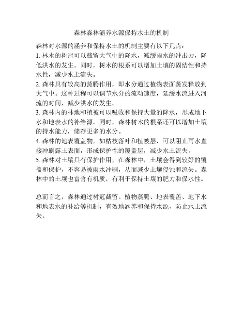 森林森林涵养水源保持水土的机制
