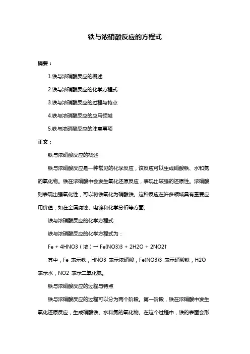铁与浓硝酸反应的方程式