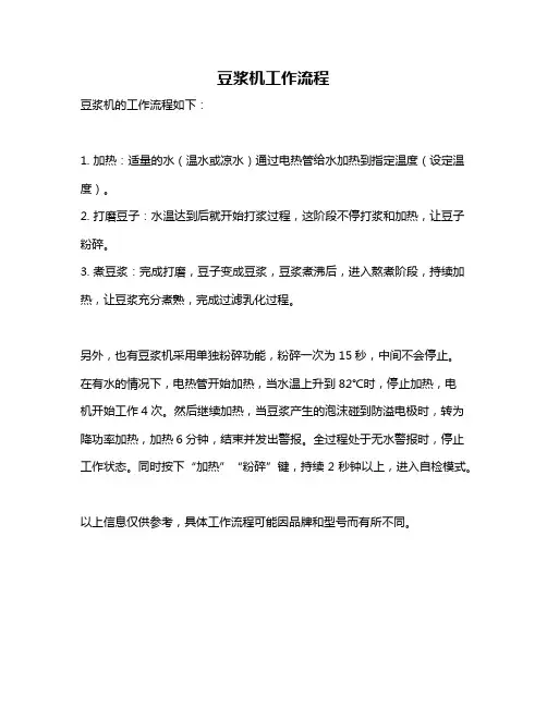 豆浆机工作流程