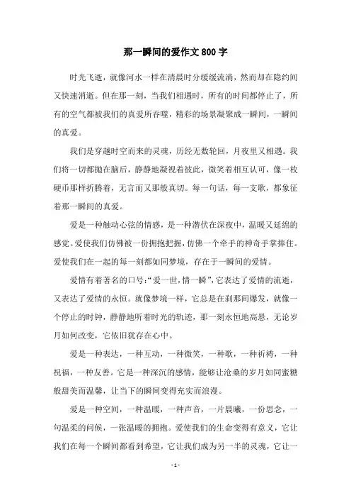 那一瞬间的爱作文800字