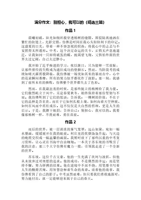 满分作文：别担心,我可以的(精选三篇)