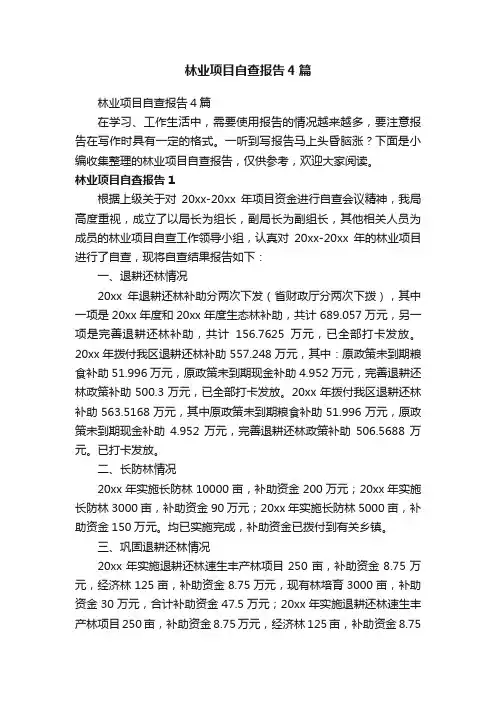林业项目自查报告4篇