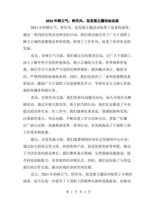 2024年树正气、转作风、促发展主题活动总结