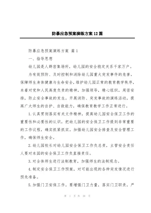 防暴应急预案演练方案12篇