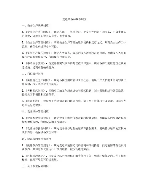 发电站各种规章制度