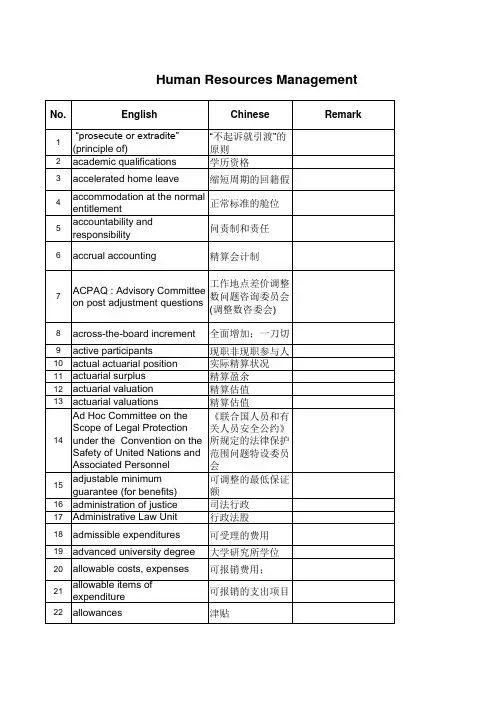 审计人力资源管理词汇