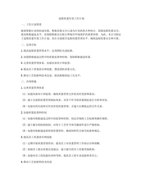 造船质量年度工作计划