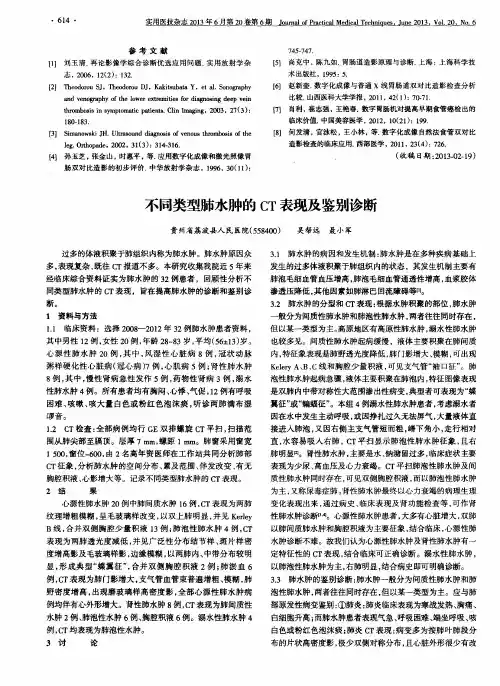 不同类型肺水肿的CT表现及鉴别诊断