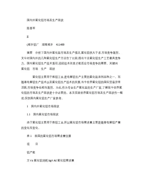 国内外氟化铝市场及生产现状