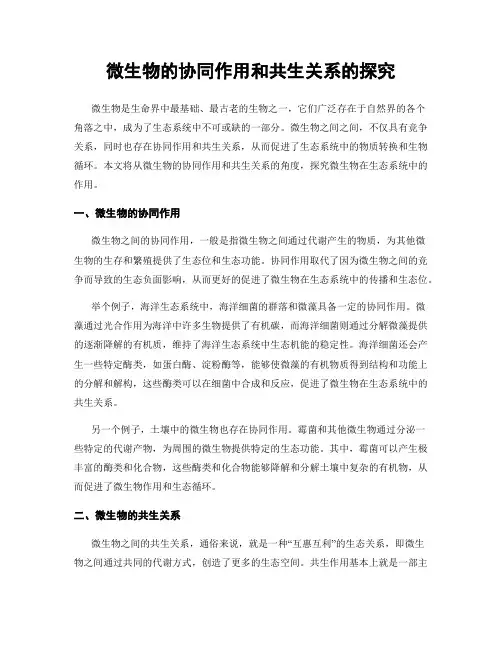微生物的协同作用和共生关系的探究