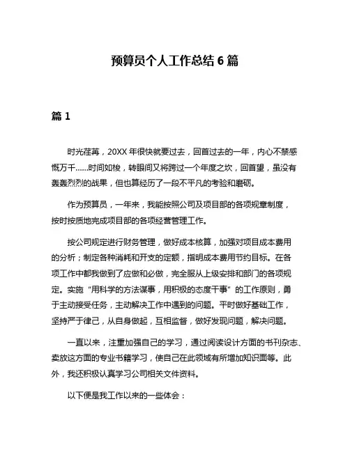 预算员个人工作总结6篇
