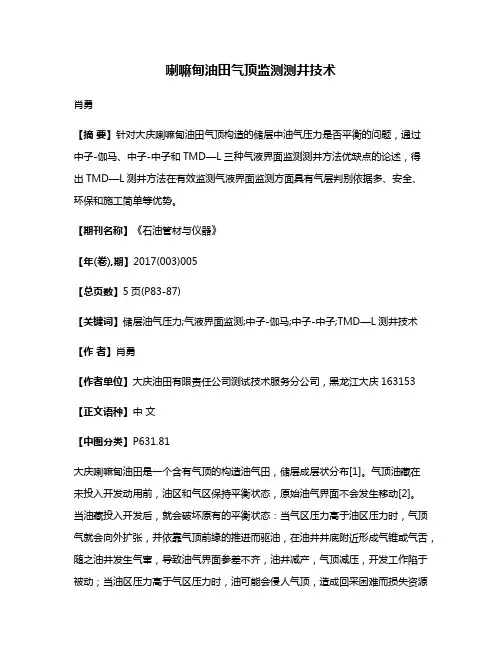 喇嘛甸油田气顶监测测井技术