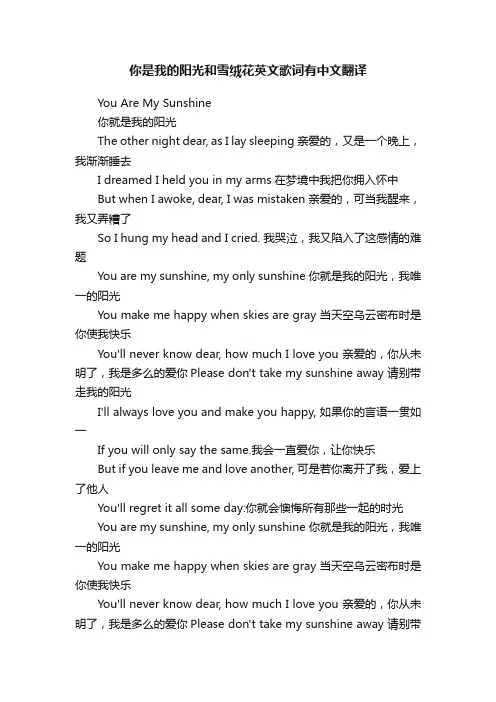 你是我的阳光和雪绒花英文歌词有中文翻译