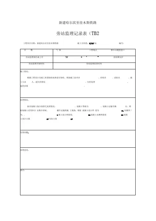 隧道旁站记录