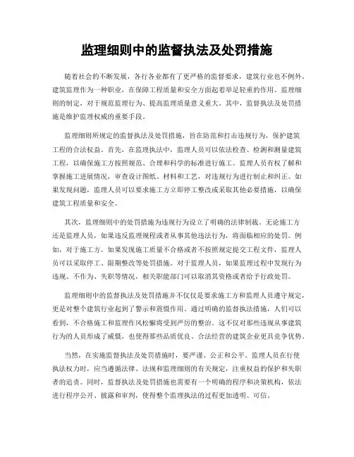 监理细则中的监督执法及处罚措施