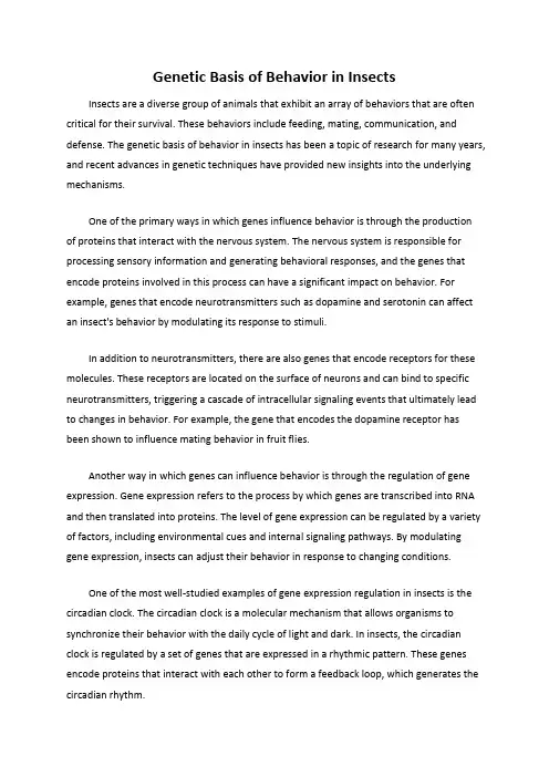 Genetic Basis of Behavior in Insects
