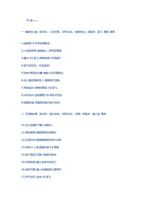 海贼王完整版目录表(全)-推荐下载