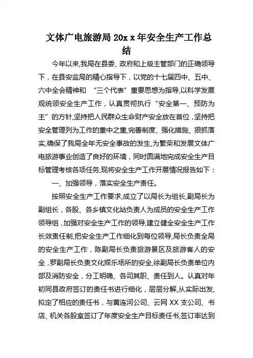 文体广电旅游局安全生产工作总结