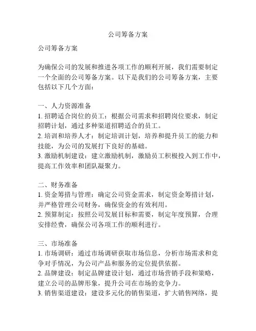 公司筹备方案