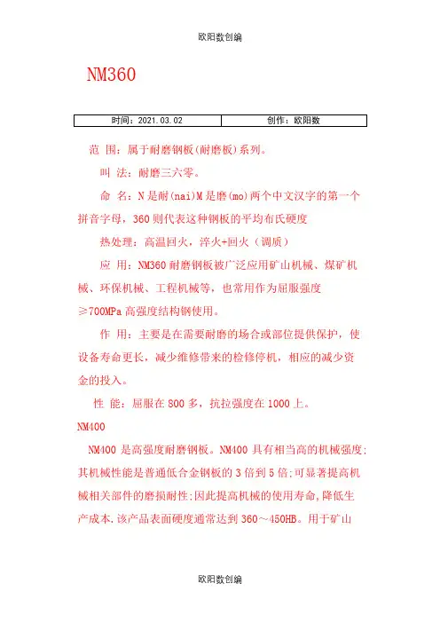 耐磨钢牌号及类型之欧阳数创编