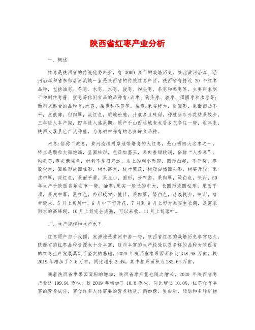 陕西省红枣产业分析