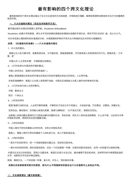 最有影响的四个跨文化理论