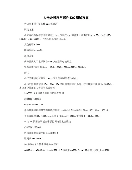 大众公司汽车部件EMC测试方案