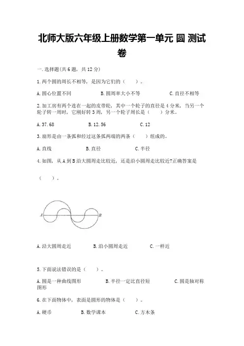 北师大版六年级上册数学第一单元-圆-测试卷含完整答案【精选题】
