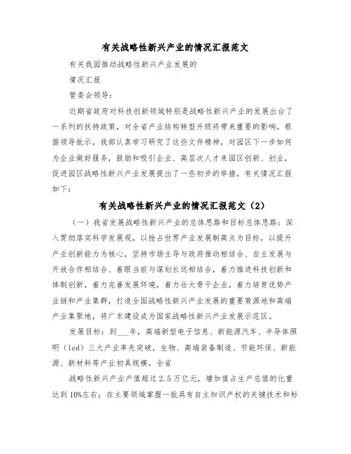 有关战略性新兴产业的情况汇报范文(27篇)