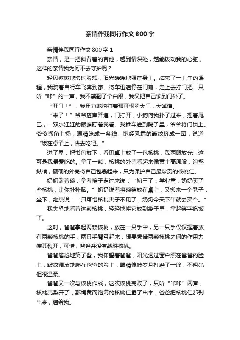 亲情伴我同行作文800字