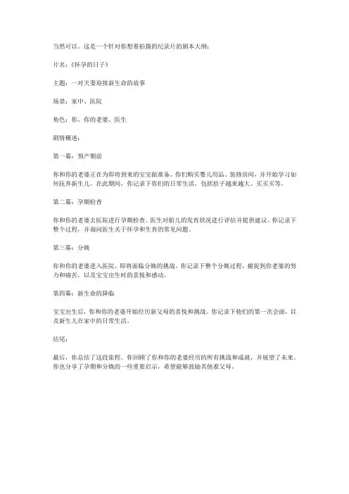 拍摄的纪录片的剧本大纲