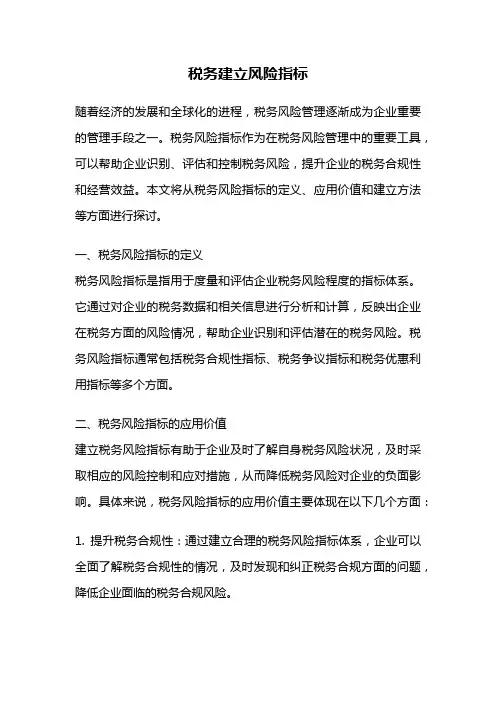 税务建立风险指标