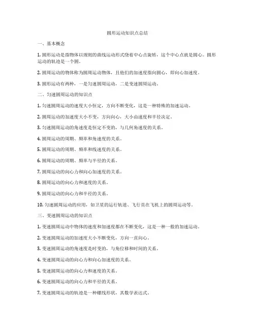 圆形运动知识点总结