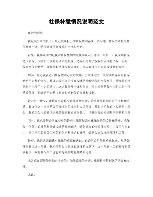 社保补缴情况说明范文