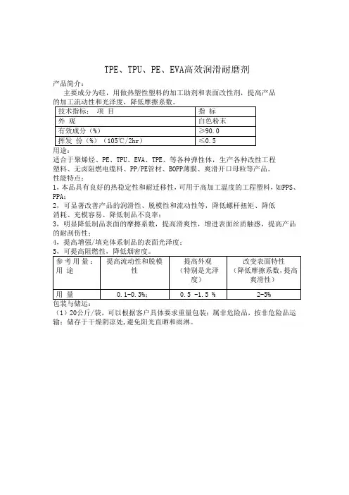 TPE,TPU,PE,EVA高效耐磨润滑剂