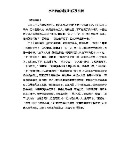 水浒传的精彩片段及赏析