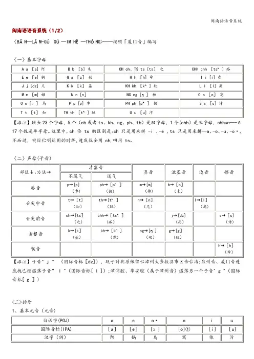 闽南语语音系统