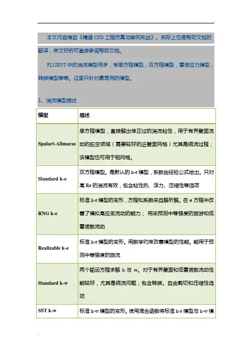 FLUENT模型选择