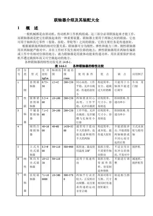 联轴器介绍及其装配大全