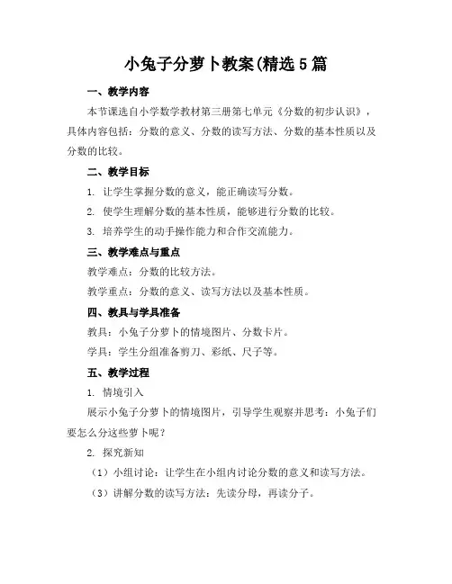 小兔子分萝卜教案(精选5篇