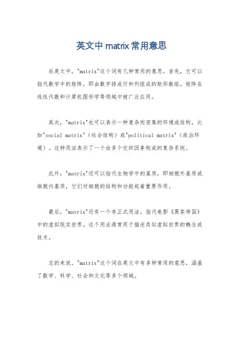 英文中matrix常用意思
