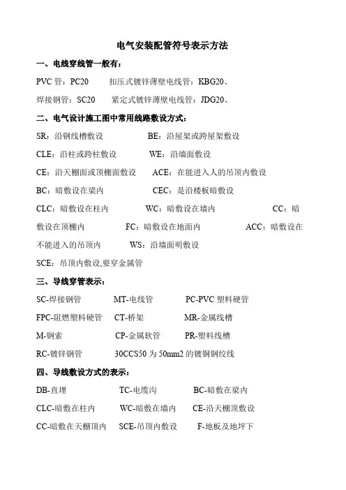 电气安装配管符号表示方法
